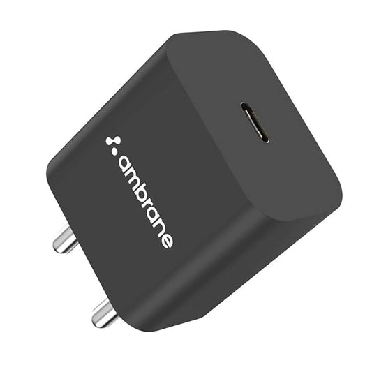LX INDIA Mobile Charger Ambrane 20W Type C Mobile Charger Adapter, Fast Charging for Android, iPhone (Raap M20, Black)