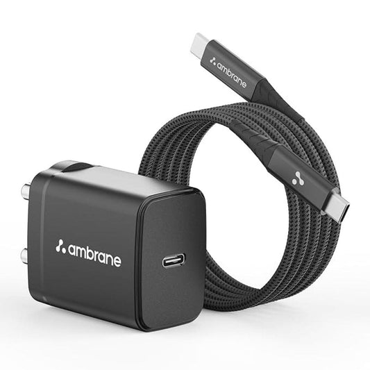 LX INDIA Mobile Charger Ambrane 25W Mobile Charger Fast Charging Adapter Charging Cable (Charge 25, Black)