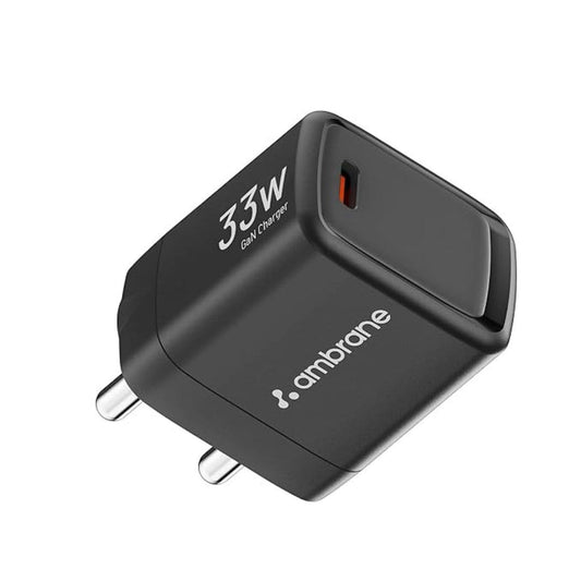 LX INDIA Mobile Charger Ambrane 33W Fast Charging Adapter GaN Charger (Charge 33, Black)