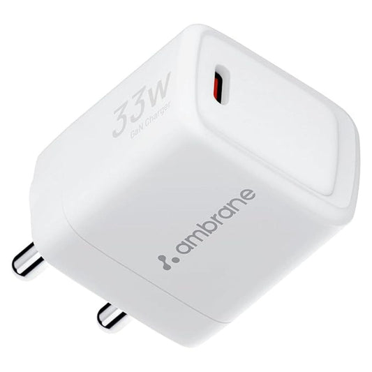 LX INDIA Mobile Charger Ambrane 33W Fast Charging Adapter GaN Charger (Charge 33, White)