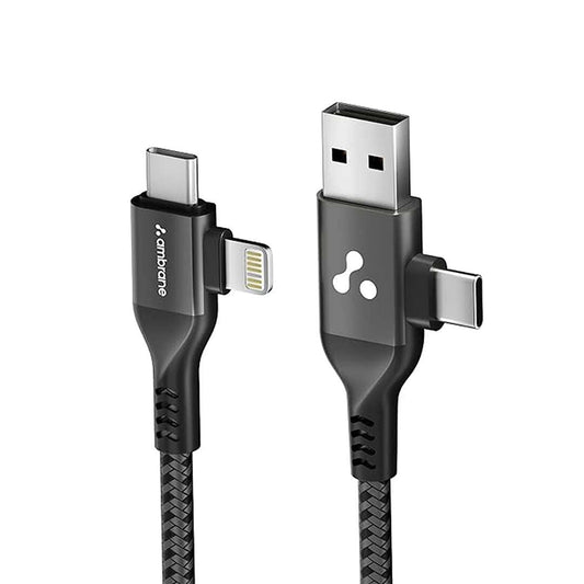 LX INDIA USB C & OTG Cables Ambrane 4 in 1 Multi-Functional Charging Cable | Fast Charging & Data Sync | Universal USB
