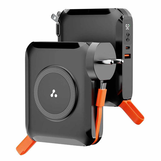 LX INDIA Power Bank Black Ambrane 4-in-1 Powerbank, Magsafe Wireless & Laptop Charging with Inbuilt Type C Cable
