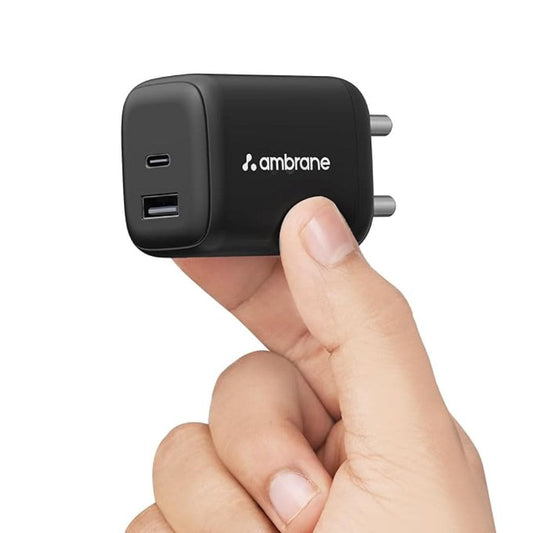 LX INDIA Mobile Charger Black Ambrane 45W Dual Port GaN Charger, USB & Type C Port