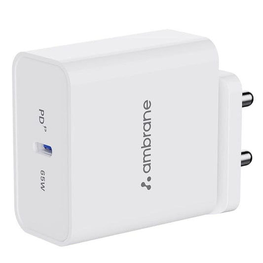 LX INDIA Mobile Charger Ambrane 65W Type C Port Laptop & Mobile Charger Adapter (RAAP H65, White)