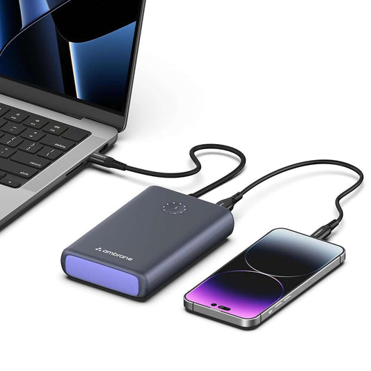 LX INDIA Power Bank Ambrane 85W Fast Charging Powerbank for MacBook, Type C Laptop & Mobile Charging - Black
