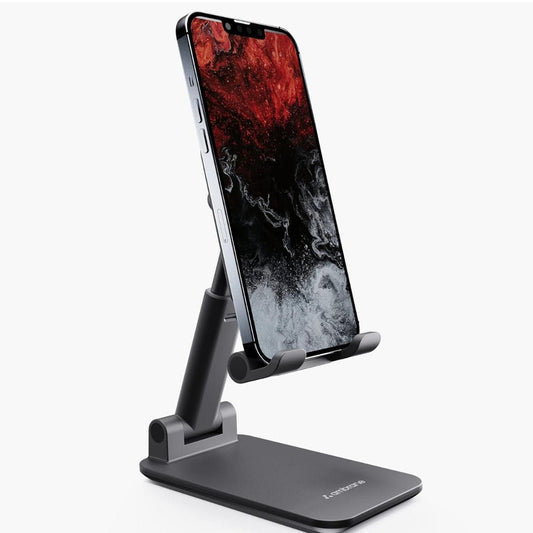 LX INDIA Mobile Holder Black Ambrane Mobile Holding Tabletop Stand, 0-135 Perfect View, Height Adjustment, Wide Compatibility, Multipurpose, Anti-Skid Design