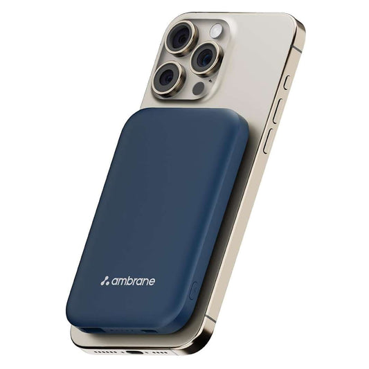 LX INDIA Power Bank Blue Ambrane Newly launched 5000mAh Wireless Powerbank Slim Magnetic Fast Charging with 20W Wired Output