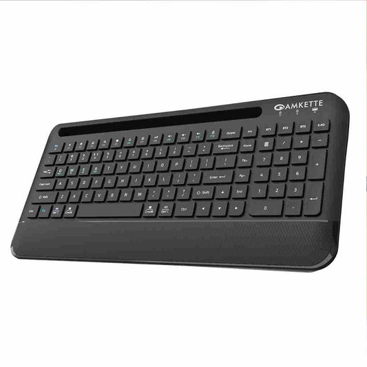 LX INDIA Keyboards Amkette Optimus Pro Max Multi Device (4in1) Rechargeable Wireless Keyboard/Bluetooth Keyboard with Scissor Keys (Black)