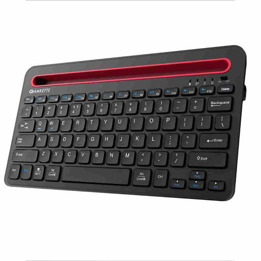 LX INDIA Keyboards Amkette Optimus Pro Multi Device (4in1) Rechargeable Wireless Keyboard/Bluetooth Keyboard with Scissor Keys (Black)
