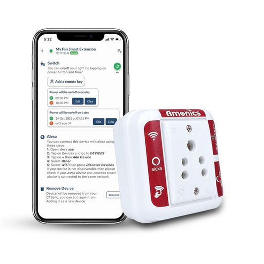 LX INDIA Smart Plug Amonics® Smart Plug 6A - 1000W Max Load, Compact Design, No Hub Required, White