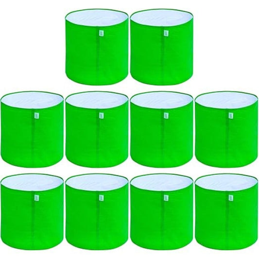 LX INDIA Grow Bags ANANDI GREEN'S HDPE Uv Protected 260 GSM Round Green Colour Plant Bags Suitable for Terrace and Vegetable Gardening 9x6 Inch Pack of 10 Grow Bags