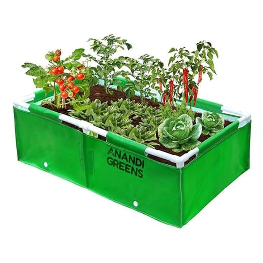 LX INDIA Grow Bags ANANDI GREEN'S Hdpe Uv Protected 360 GSM Green Color Rectangular Plants Grow Bags with PVC Pipe Support (4Lx2Wx1H Fit) Pack 1
