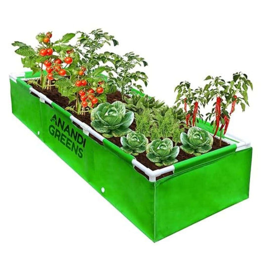 LX INDIA Grow Bags Anandi Green's Hdpe Uv Protected 360 GSM Green Color Rectangular Plants Grow Bags with PVC Pipe Support (6Lx2Wx1H Fit) Pack of 1