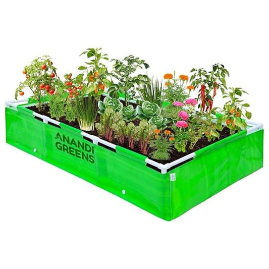 LX INDIA Grow Bags Anandi Green's HDPE UV Protected 360 GSM Rectangular Plants Grow Bag with PVC Frame (6x3x1 Fit) Pack of 1