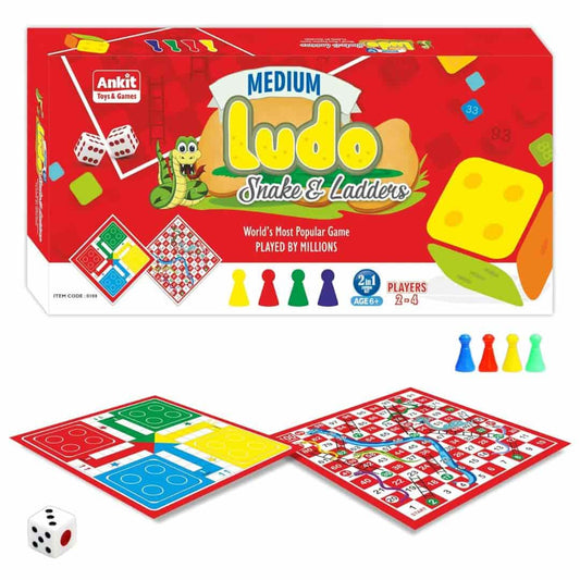 LX INDIA Ankit Toys Ankit Toys & Games Ludo and Snake & Ladders Medium Board Game Set for 6+ Years Kids & Adults