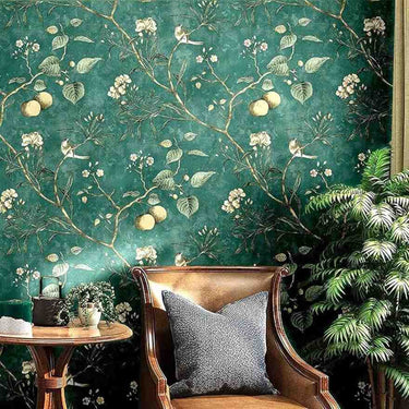 LXINDIA Wallpaper ANNA CREATIONS Decorative Peel Stick Green Cherry Waterproof Floral Wallpaper