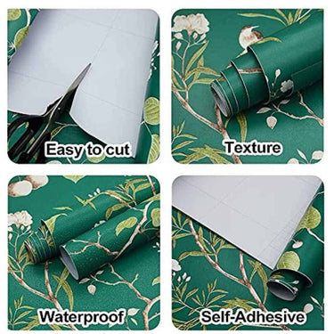 LXINDIA Wallpaper ANNA CREATIONS Decorative Peel Stick Green Cherry Waterproof Floral Wallpaper