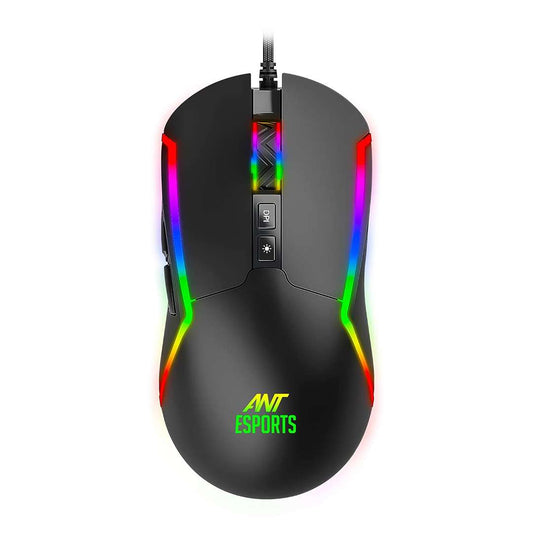 LX INDIA mouse Ant Esports GM330 RGB Optical Wired Gaming Mouse - Black, Multicolor Backlit Lighting