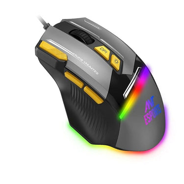 LX INDIA Mice Ant Esports GM333 RGB Wired Gaming Mouse Black/Grey/Yellow