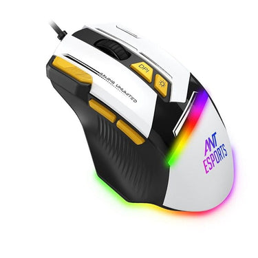 LX INDIA Mice Ant Esports GM333 RGB Wired Gaming Mouse Black/White/Yellow