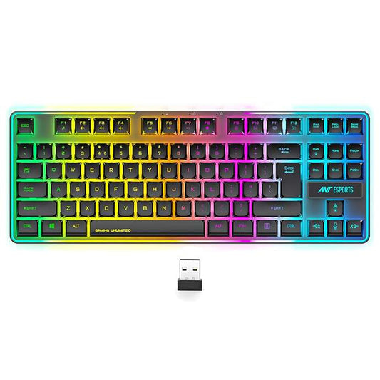 LX INDIA Keyboards Ant Esports MK720 Pro V2 Wireless TKL RGB Gaming Membrane Keyboard Black
