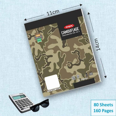 LXINDIA Note pad Anupam Camouflage 11x14cm Lined Paper 65Gsm Wide Ruled 80 Sheets Notepad (Pack of 6)