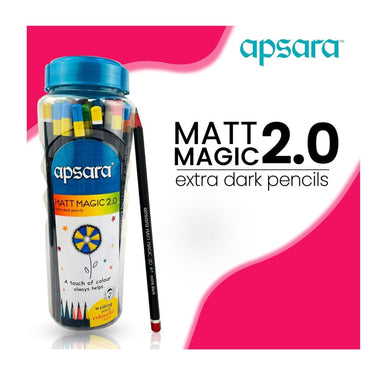 LXINDIA Pencil Apsara Matt Magic 2.0 Jar Pack (Pack Of 50)  Black