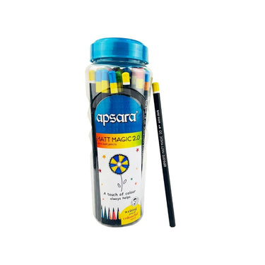 LXINDIA Pencil Apsara Matt Magic 2.0 Jar Pack (Pack Of 50)  Black