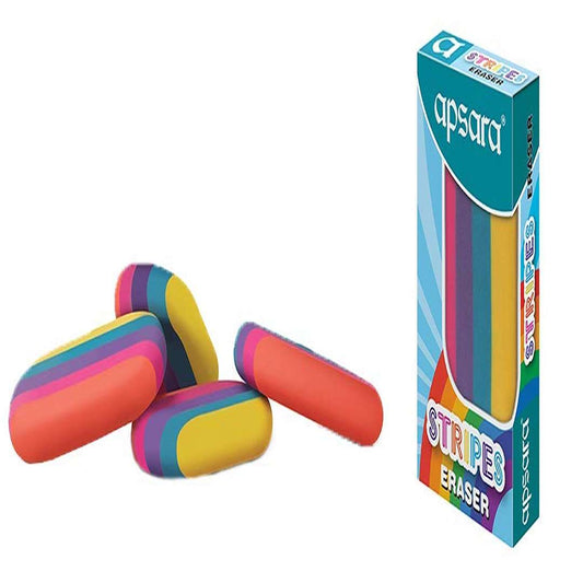 LXINDIA Eraser Apsara Stripes Coloured Eraser- Pack of 20