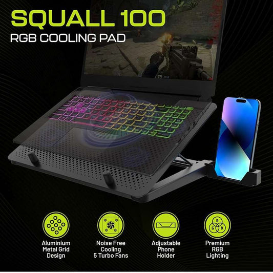 LX INDIA Mobile Cooler Archer Tech Lab Cooling Pad Stand for Gaming Laptop with RGB Lighting, Aluminum Metal Grid