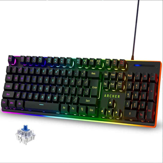 LX INDIA Keyboards Archer Tech Lab Mechanical Gaming Keyboard with Clicky Responsive Outemu Blue Switches