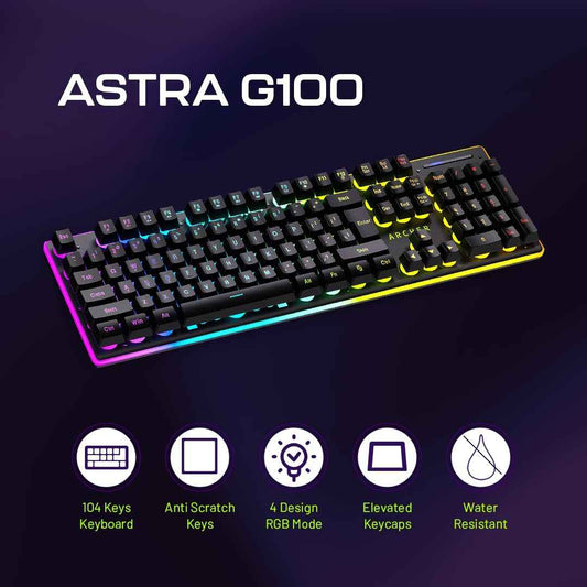 LX INDIA Keyboards Archer Tech Lab Mechanical Gaming Keyboard with Clicky Responsive Outemu Blue Switches