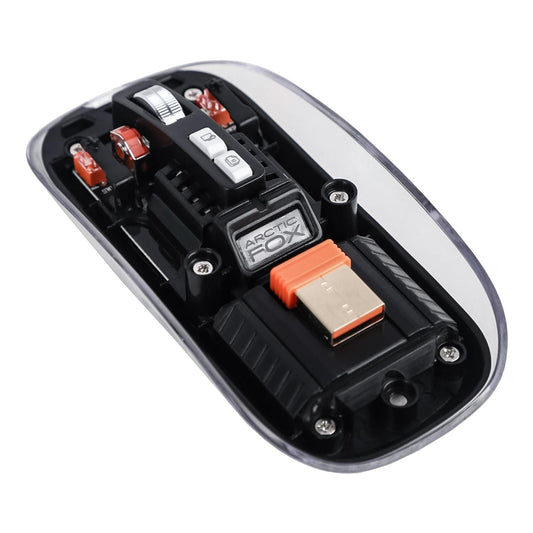 LX INDIA Mouse Arctic Fox Clearview Transparent Wireless and Bluetooth Rechargeable Mouse, USB Receiver (Black)