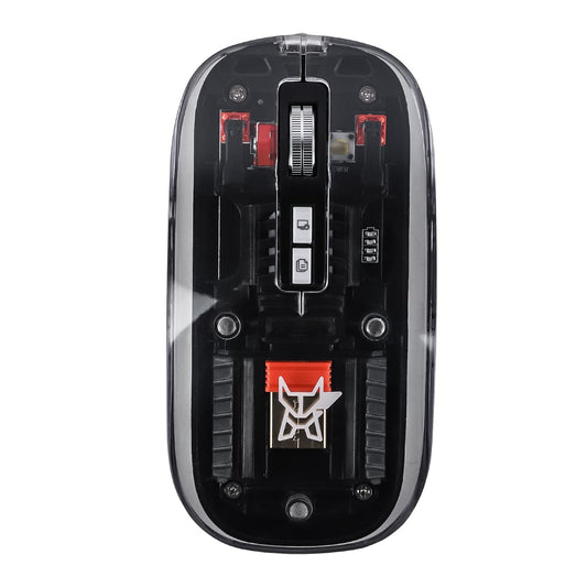 LX INDIA Mouse Arctic Fox Clearview Transparent Wireless and Bluetooth Rechargeable Mouse, USB Receiver (Black)