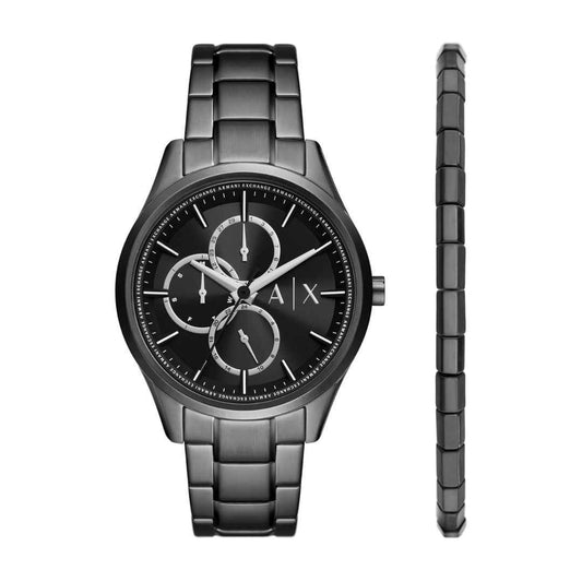 LX INDIA analog watches Armani Exchange Stainless Steel Analog Black Dial Men Watch-Ax7154Set, Black Band
