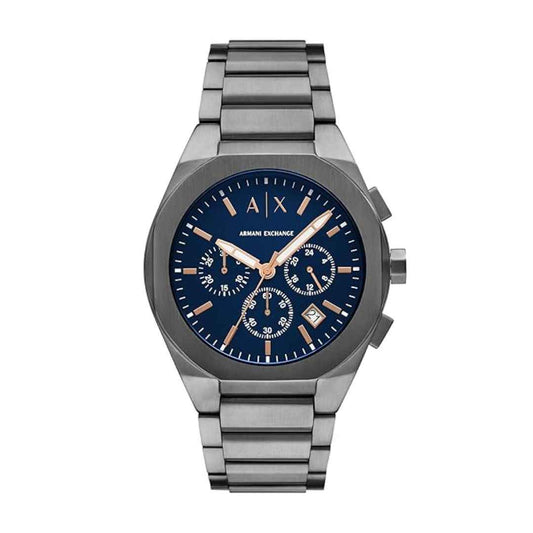 LX INDIA Analog Watch Armani Exchange Stainless Steel Analog Blue Dial Men's Watch-Ax4182, Band Color:Gray