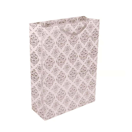 LXINDIA Bag Arrow Paper Bags Gold Flower Design Gift Bags for Gifting (28 cm x 20 cm x 7.5 cm, Pack of 10)