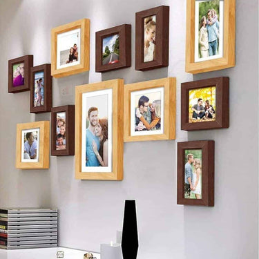 LXINDIA photo frame Art Street Decorative Nebula Wall Photo Frames (Set of 12) Brown and Beige