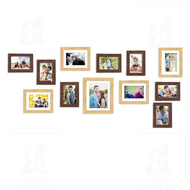 LXINDIA photo frame Art Street Decorative Nebula Wall Photo Frames (Set of 12) Brown and Beige