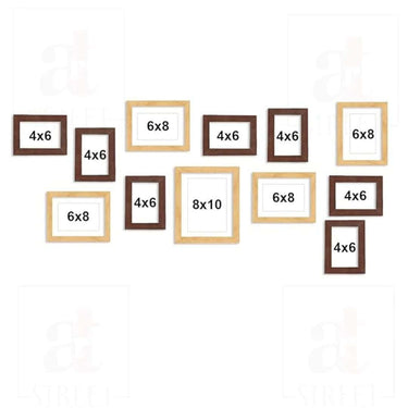 LXINDIA photo frame Art Street Decorative Nebula Wall Photo Frames (Set of 12) Brown and Beige