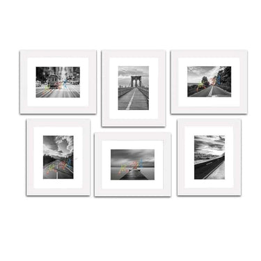 LXINDIA photo frame Art Street Decorative Premium Wall Photo Frames (Set of 6) White