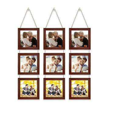 LXINDIA photo frame Art Street Photo Frame Wall Hanging Picture (Set of 3 5x5 Inch) Brown