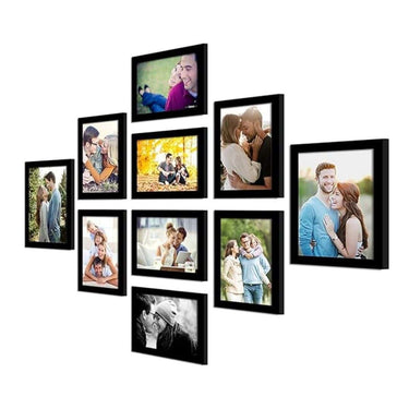 LXINDIA photo frame Art Street Rectangular Photo Frame For Wall (Set Of 10) Black