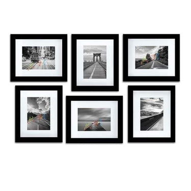 LXINDIA photo frame Art Street Wall Photo Frame (Set of 6) Black