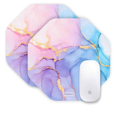 LXINDIA Mouse Pad ARTBRIZ Brizberry Mouse Pad Anti Skid Rubber Base ( Marble Texture 1 Octagon  Pack of 2)