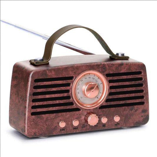 LX INDIA SPEAKER Artis BT45 Retro Portable Wireless Bluetooth Speaker with Analog Control FM/USB/TF Card Reader/AUX in & Hands Free Calling Mic.(Brown)