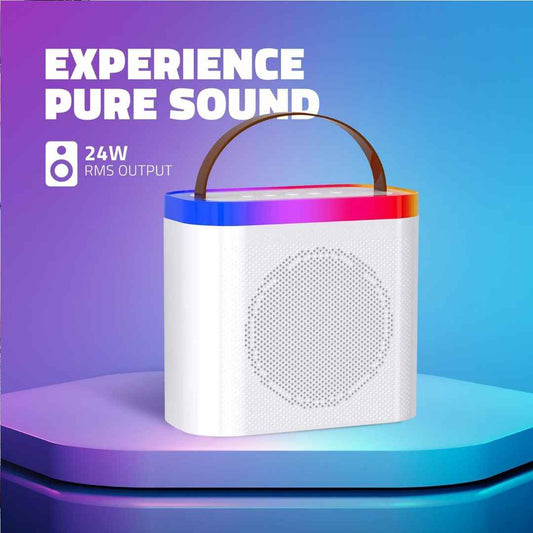 LX INDIA SPEAKER Artis SoundMax 600 Wireless Bluetooth Speaker with USB Input, Aux Input, Micro TF Card and Wireless mic (White)