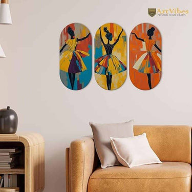 LXINDIA Wall Hanging Artvibes Abstract Art Dancers Wood Wall Hanging Decoration Items for Home