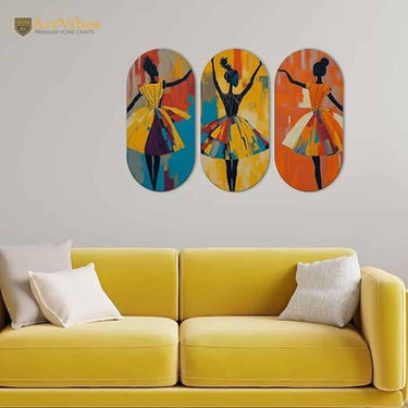 LXINDIA Wall Hanging Artvibes Abstract Art Dancers Wood Wall Hanging Decoration Items for Home