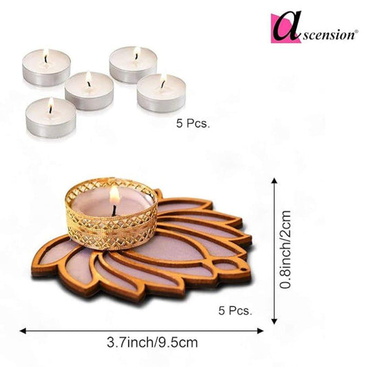 LX INDIA Tealight candle holders Ascension Handmade Lotus Decorative Tealight Candle Holder Stand Set of 5